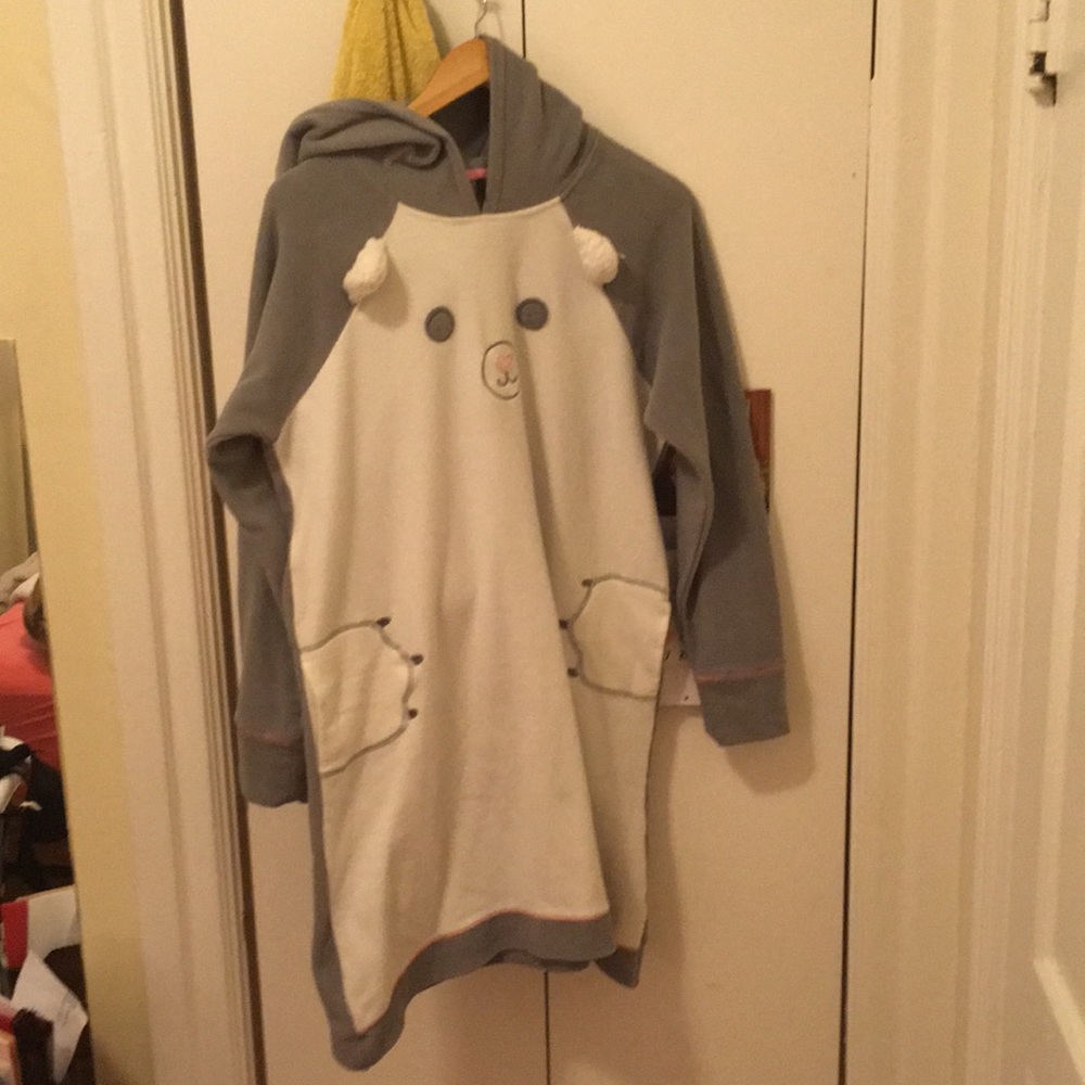 Cat Hooded Fleece Nightgown